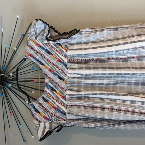 Bohme Striped Multicolor Women's Top Ruffle Embroidery Women's Size Small - Picture 2 of 9